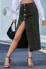 Midi Skirt with Buttoned Slit image 3