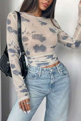 Floral Mesh Long Sleeve Sheer Top image 2