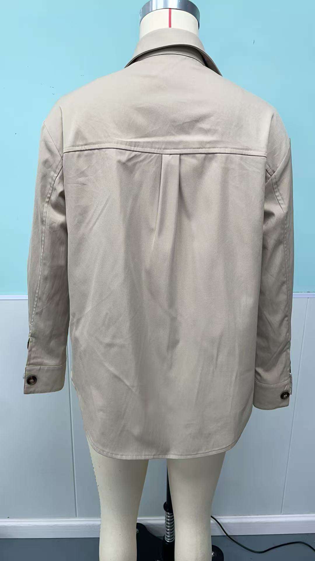 Beige Utility Jacket with Layered Hem image 3