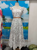 Floral Print Ruffle Crop Top & Maxi Skirt Set image 5