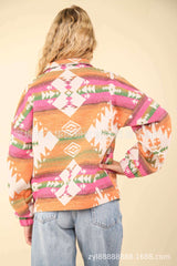 Long Sleeve Aztec Print Zipper Pullover image 4