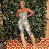 Abstract Print Strapless Corset Top & Pant Set image 1