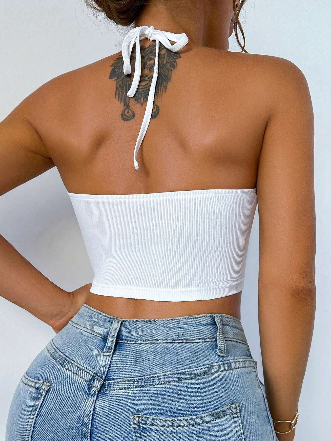 Cutout Halter Crop Top image 3