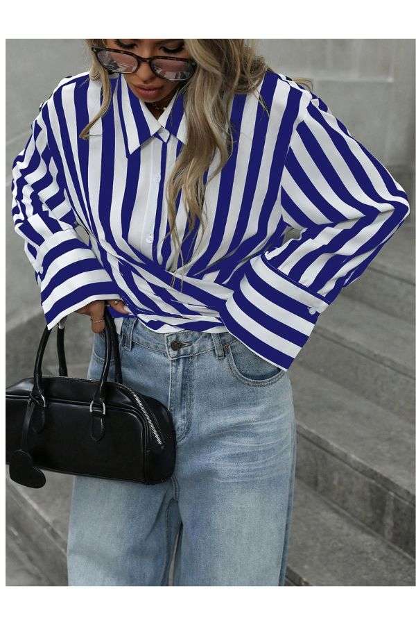 Vertical Striped Oversized  Casual Shirt image 2