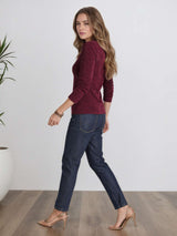 Textured Long Sleeve Top with Side Knot Detail image 2