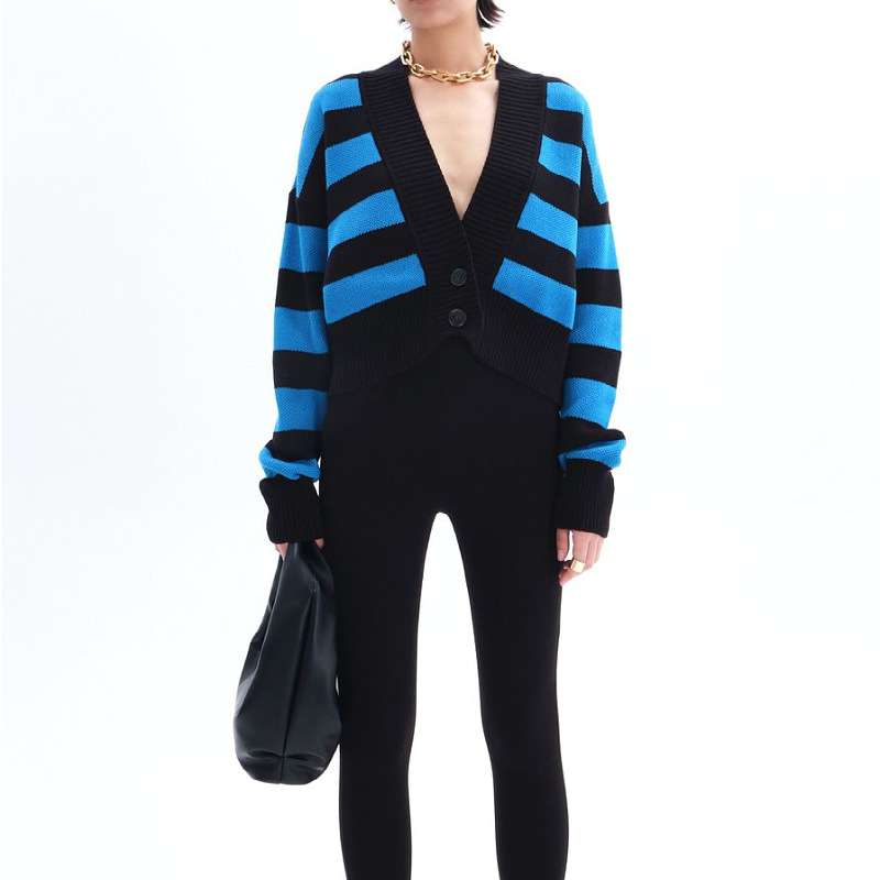 Striped Boxy Crop Cardigan image 3