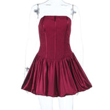 Strapless Smocked Dress - L, Red image