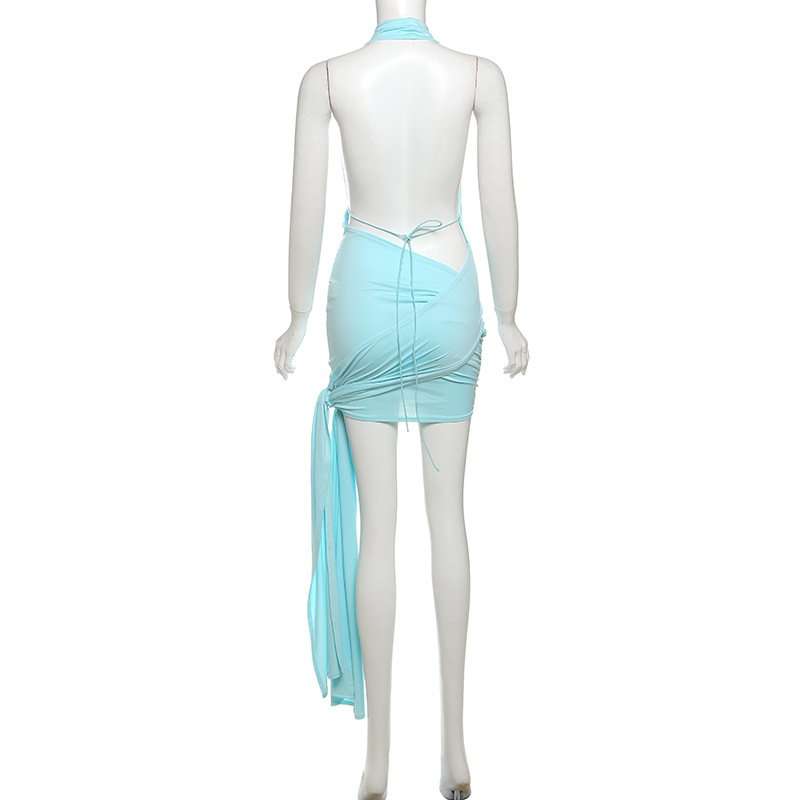 Halter Neck Drape Mini Dress image 4