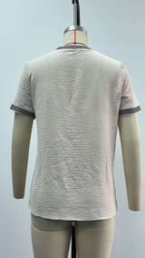 Textured Short-Sleeve T-Shirt with Trim image 6