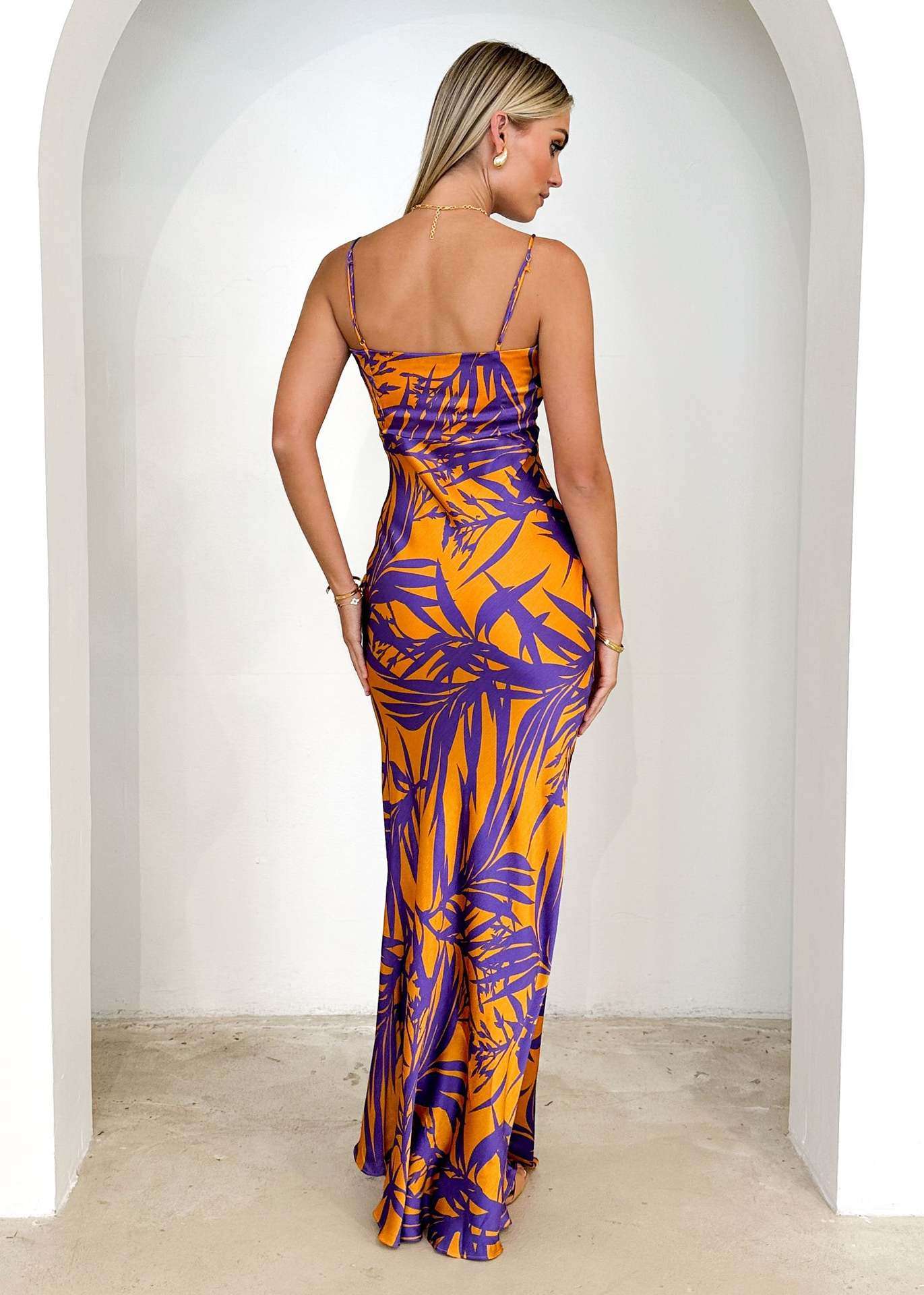 Tropical Sunset Cowl Neck Maxi Dress image 2