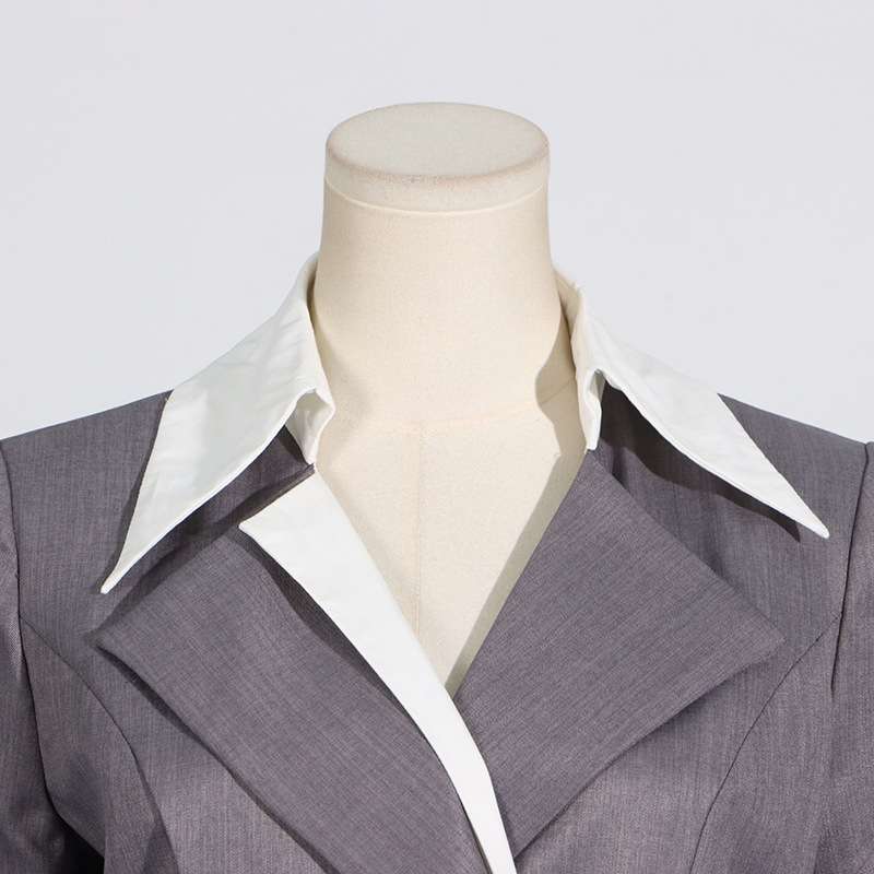 Notched Collar Long Sleeve Patchwork Blazers image 1
