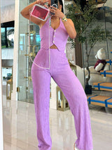 Ribbed Two-Piece Set with Button Details image 7