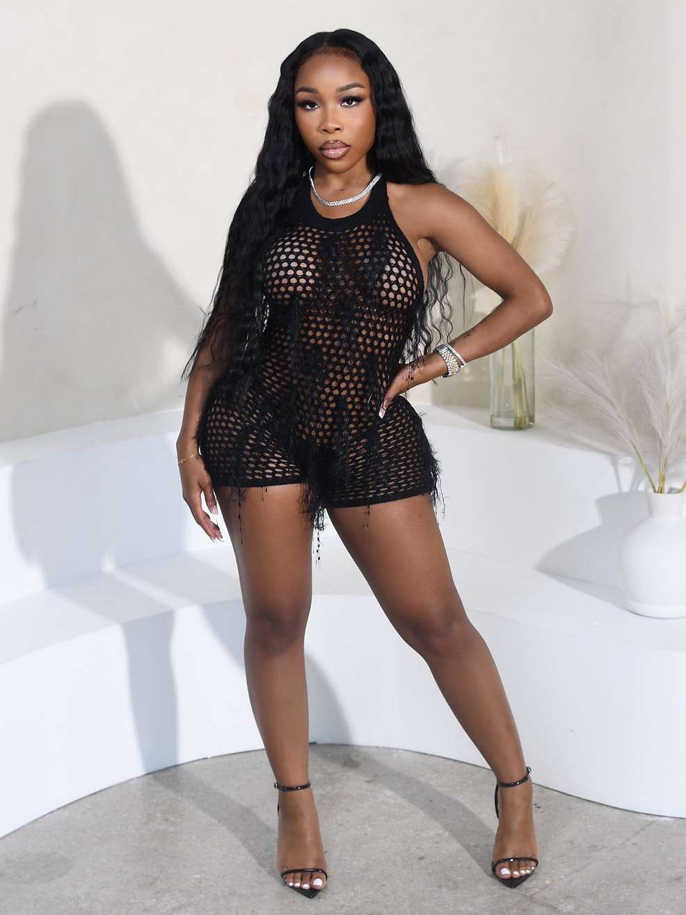 Noir Temptation Mesh Romper image 1