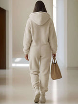 Plush Hooded Jumpsuit with Pockets image 2