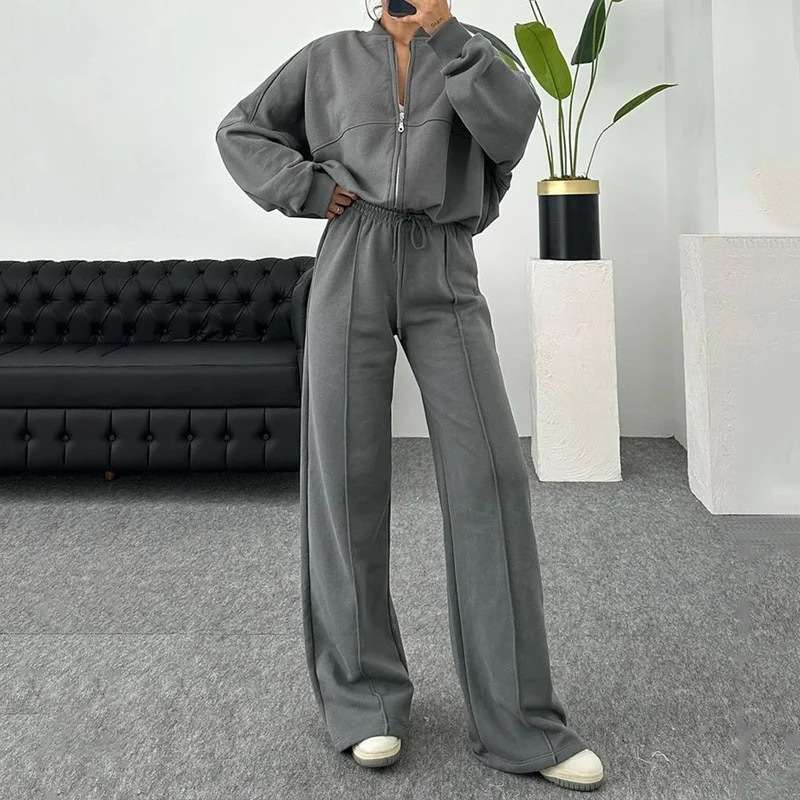 Stylish Two-Piece Tracksuit Set - S, Wild Dove Grey image