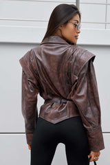 Classic PU Cropped Lapel Style Jacket image 4