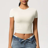 Fitted Crop Top with Short Sleeves image 1