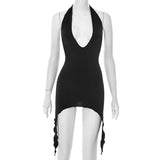 Bodycon Mini Dress with Deep V Neck image 2
