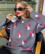 Knit Sweater with Mushroom Pattern image 1