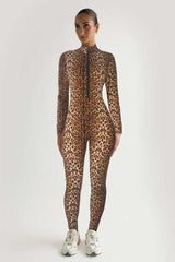 Leopard Print Bodysuit Catsuit - XL, Multi Brown 2 image