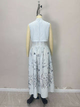 Striped Floral Maxi Skirt with Sleeveless Top image 5