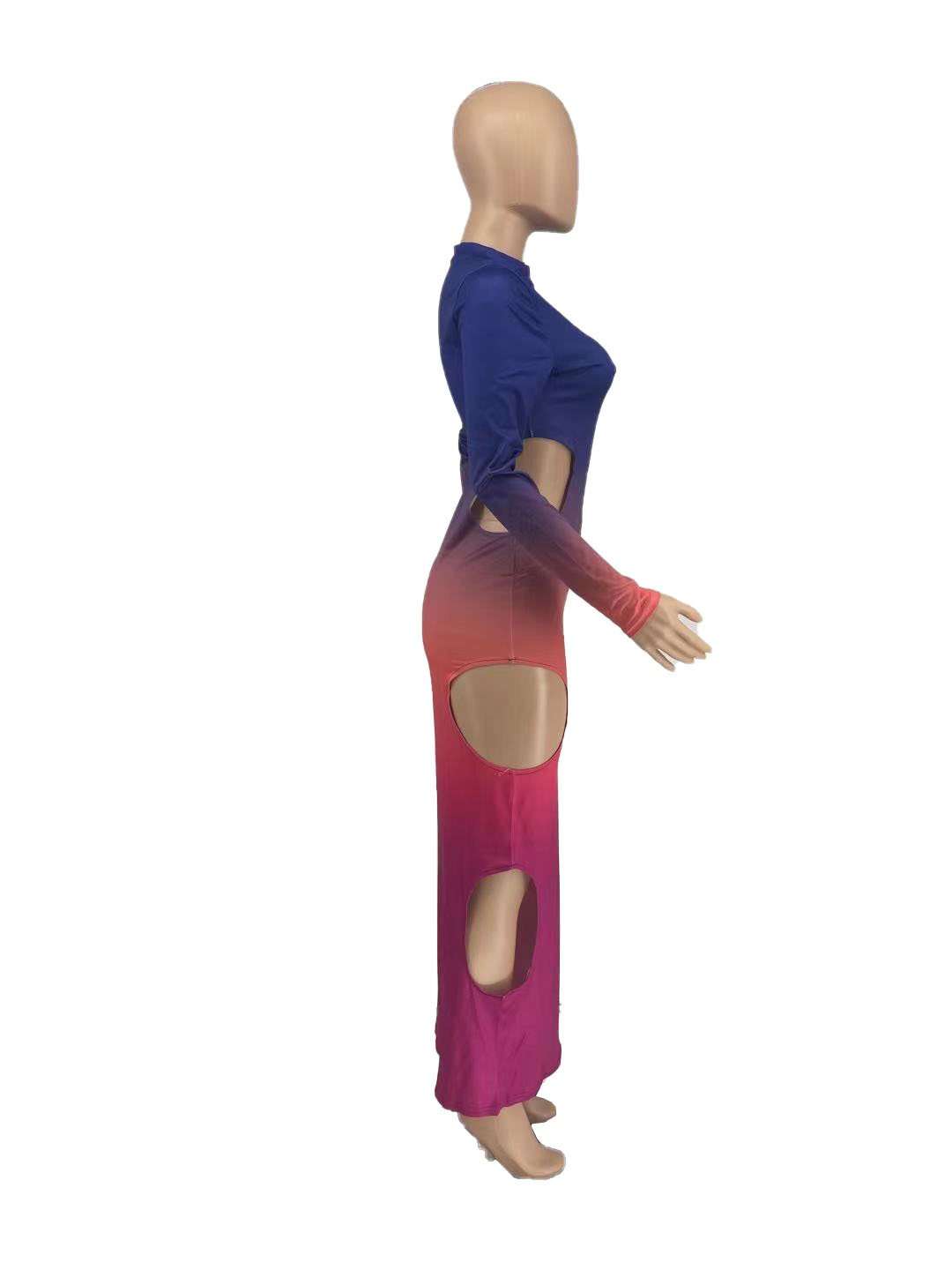 Split High Neck Bodycon Maxi Dress image 2