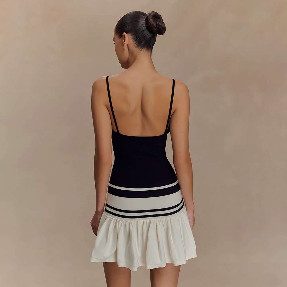 Striped Hem Dress with Ruffled Skirt image 4