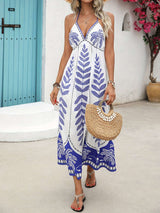 Boho-Chic Printed Maxi Dress - S, Blue image