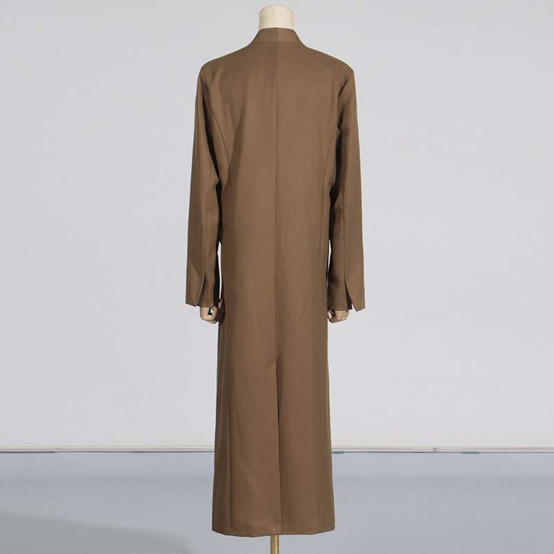 Midi Length Snap Button Closure Oversized Coat image 3