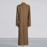 Midi Length Snap Button Closure Oversized Coat image 3