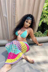 Sexy Multicolor CrochetKnit Bikini Three Piece Swimwear image 0
