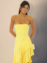 Strapless Asymmetrical Ruffle Dress image 2