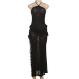 Halter Maxi Dress with Ruffle Details image 4