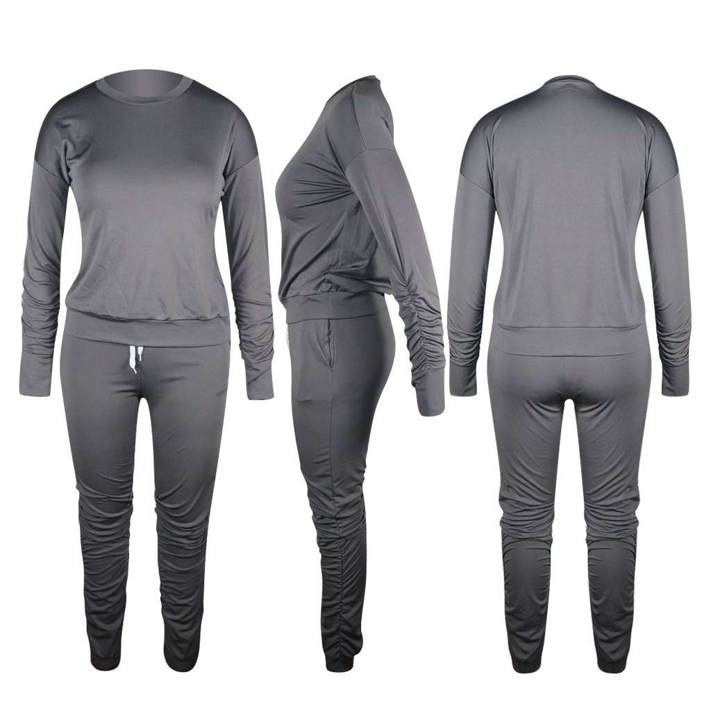Sweatsuit Solid Color Pullover Fitness Outfits image 5