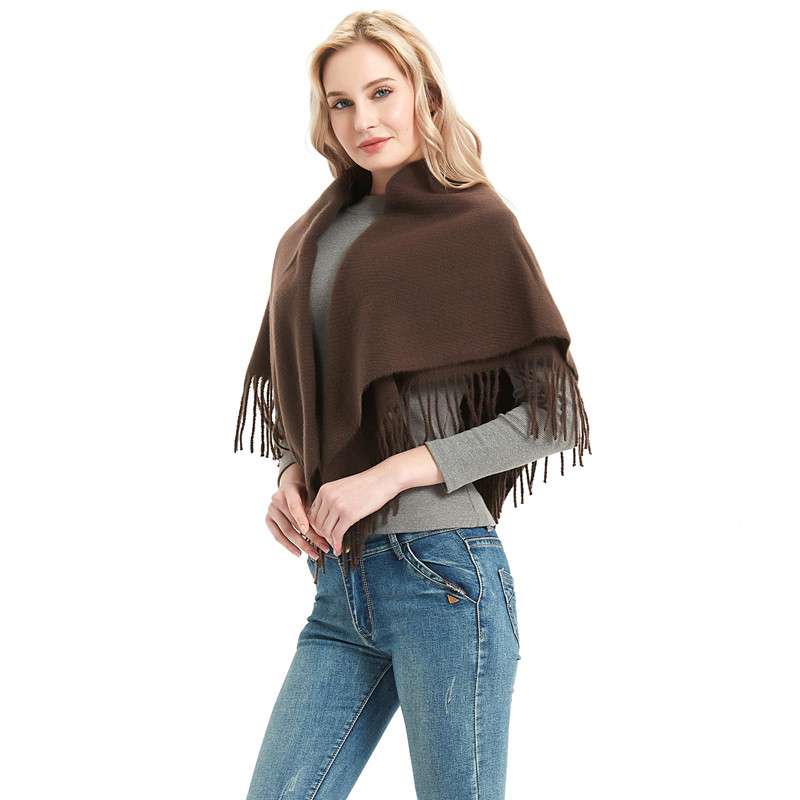 Solid Warm Warm Scarf  Tassel Square Shawl image 5