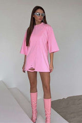 Oversized T-Shirt with Ripped Details image 0