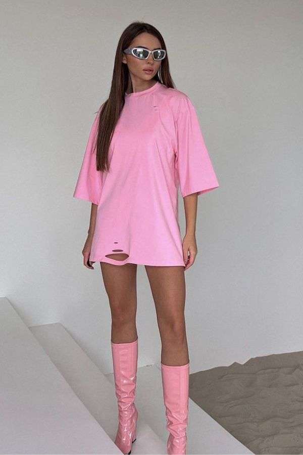 Oversized T-Shirt with Ripped Details image 0