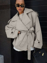 Oversized Trench Coat with Belt - S, Whitecap Grey image