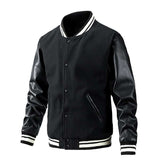 Men Colorblock Casual Bomber Jacket - M, Black image