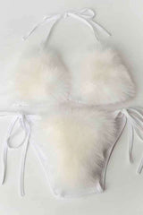 Sexy Fluffy Fur Bikini Swimwear Two Piece Set image 10