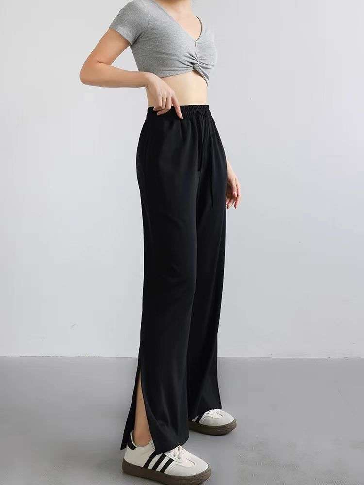 Wide-Leg Pants with Side Slits image 1