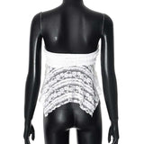 White Strapless Lace Handkerchief Hem Top image 3