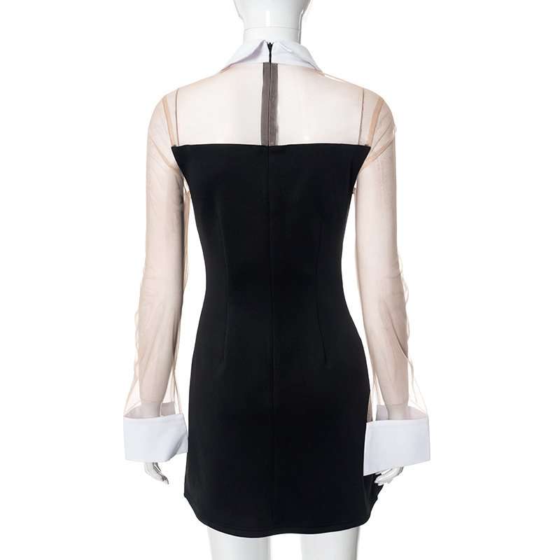 Chic Contrast Collar Mini Dress image 3