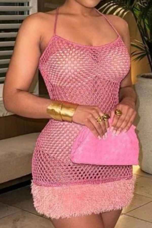 Sexy Fishnet Fluffy Hem Sleeveless Mini Dress image 1