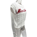 Off White Cable Knit Sleeveless Sweater image 4