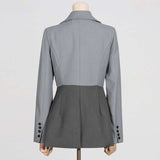 Colorblock Buckle Long Sleeve Blazers image 4
