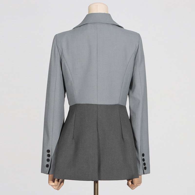 Colorblock Buckle Long Sleeve Blazers image 4