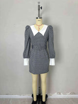 Houndstooth Dress with Oversized Collar image 4