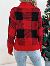 Festive Plaid Knit Sweater image 2