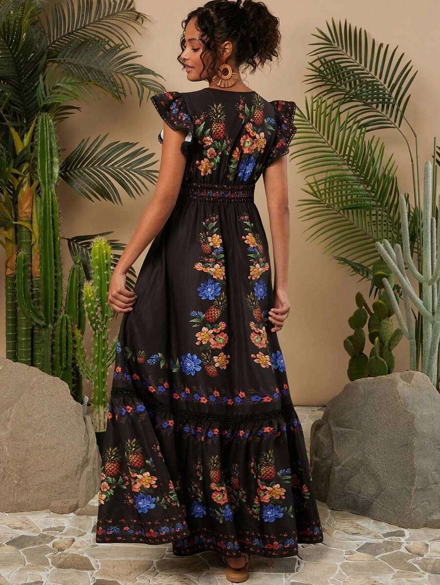 Bohemian pattern Floral Maxi Dress image 3